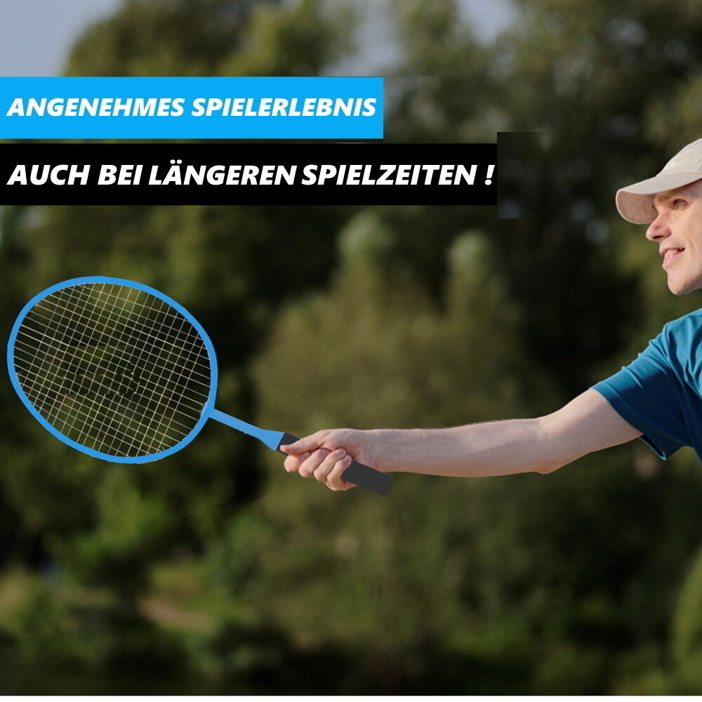 BADMOX Badminton Set Badmintonschläger Federball Set Outdoor 3tlg blau