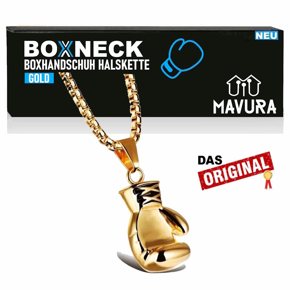 BOXNECK Boxhandschuh Halskette Edelstahl Boxen Punk Rock Kette in Silber / Gold