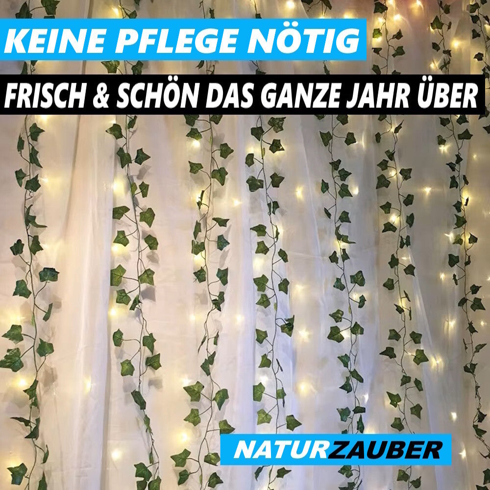 NATURZAUBER LED-Lichterkette 2m Efeu Blätter für Innen und Außen Deko