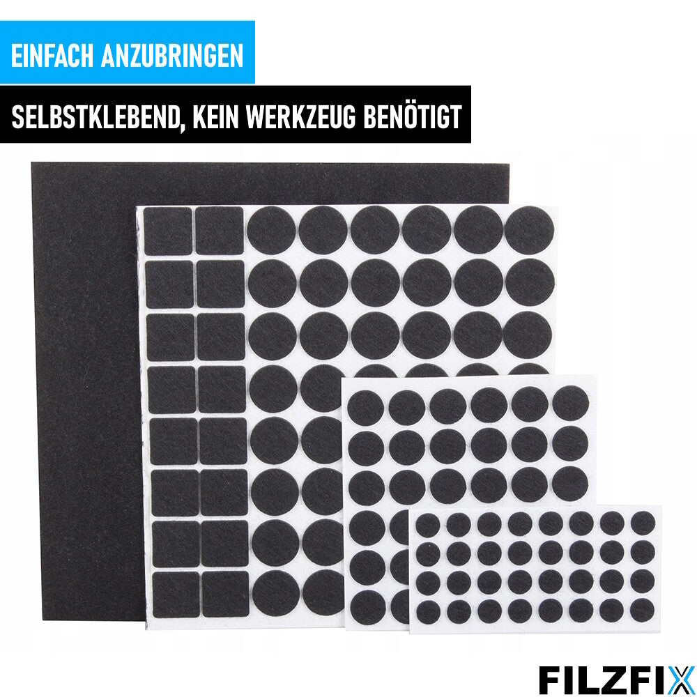 FILZFIX Filzgleiter schwarz 133 Stk Möbelgleiter Stuhlgleiter selbstklebend