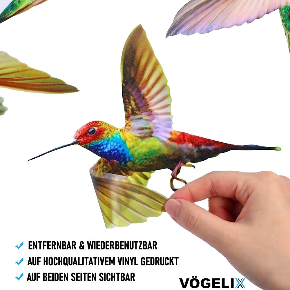 VÖGELIX Kolibri Fenstersticker Fensterbilder Selbstklebend 9 Stück Aufkleber