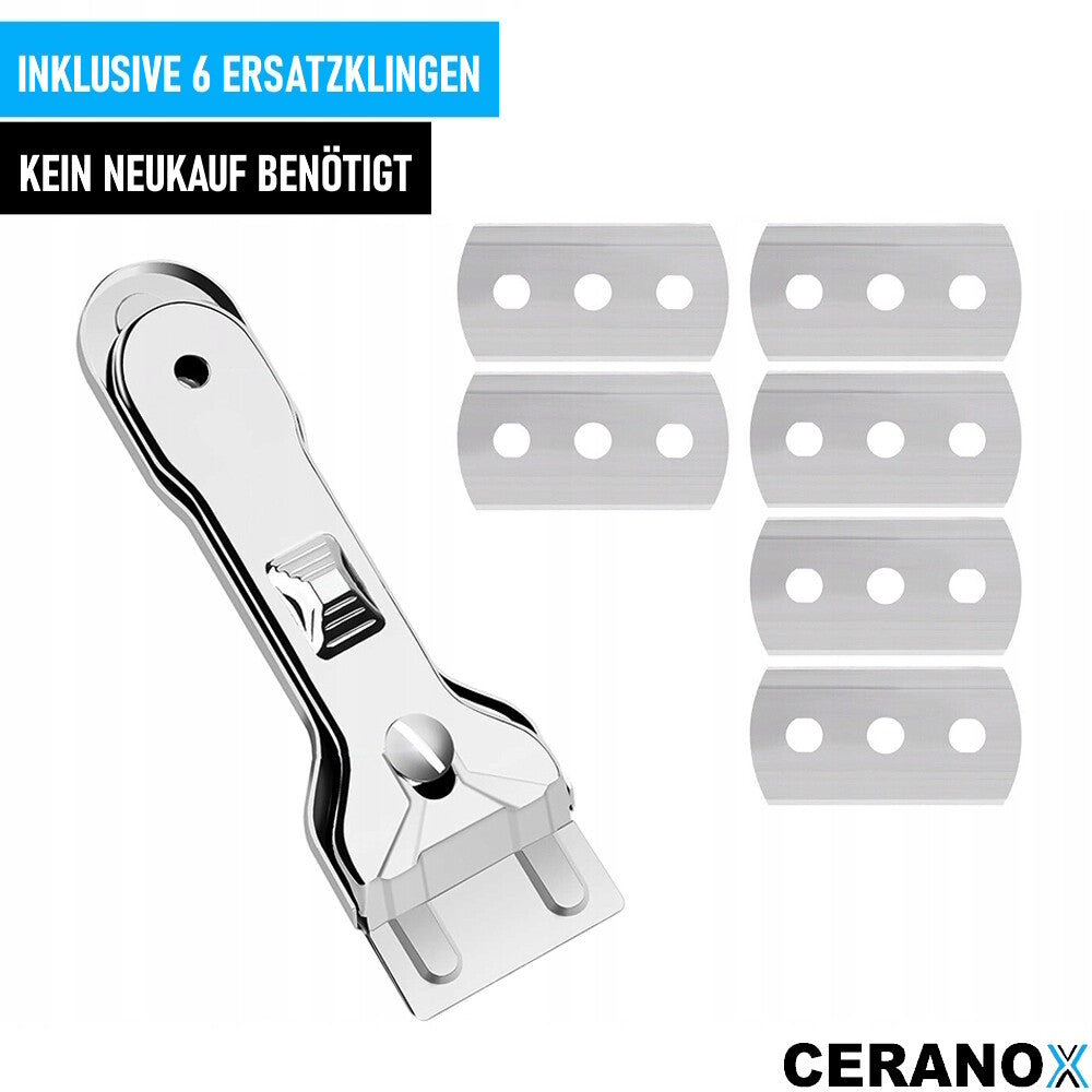 CERANOX Ceranfeldschaber Glasschaber, 5 Ersatzklingen Kochfeldschaber Reinigung