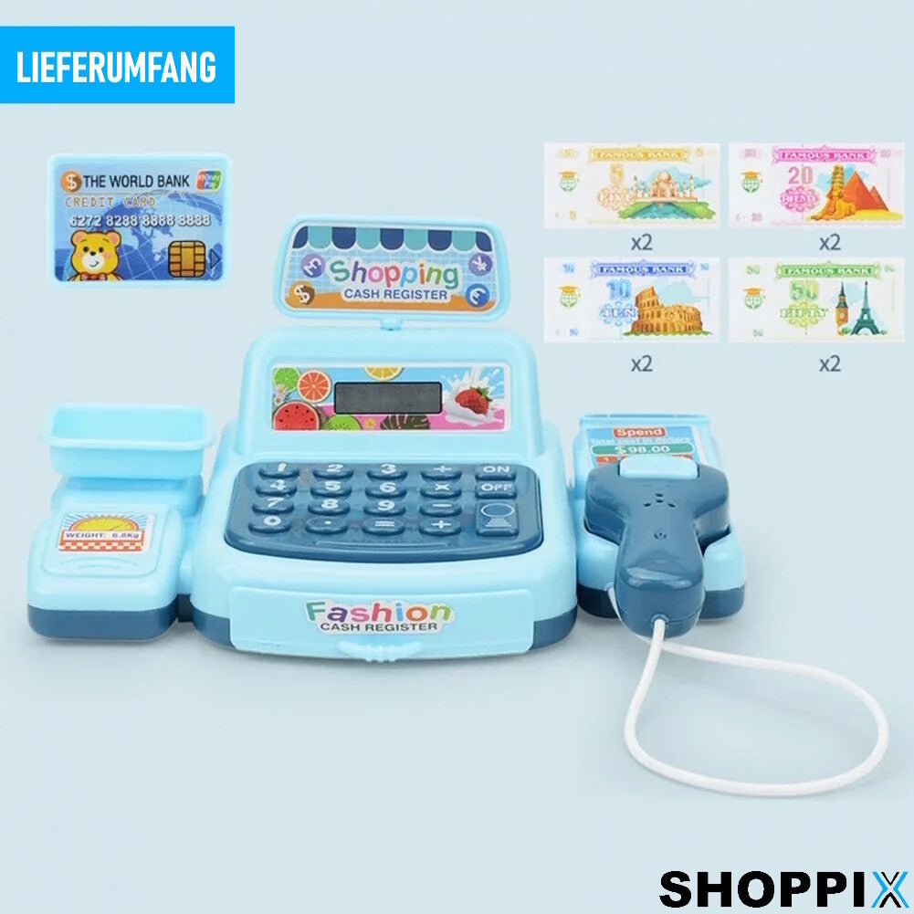 SHOPPIX Spielkasse Kinderkasse Kaufladen Spielzeugkasse Registrierkasse Kaufmann