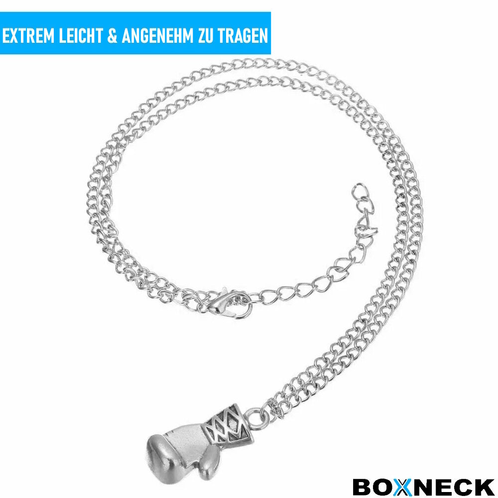 BOXNECK Boxhandschuh Halskette Edelstahl Boxen Punk Rock Kette in Silber / Gold