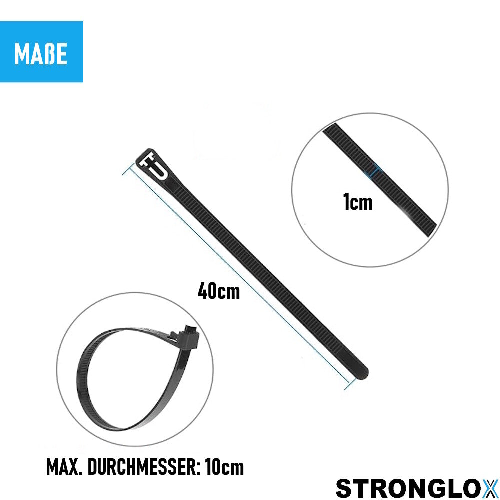 STRONGLOX 100 Stk Profi Kabelbinder Wiederverwendbar Lösbar Wiederlösbar