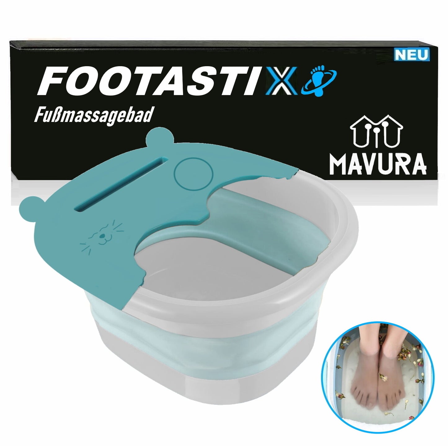 FOOTASTIX Fußmassagebad Fußwanne Fussbad Fußbadewanne Fußmassageschale faltbar