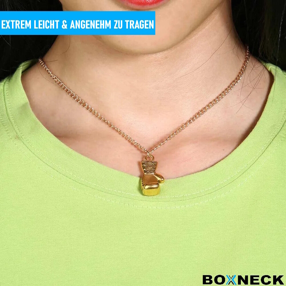 BOXNECK Boxhandschuh Halskette Edelstahl Boxen Punk Rock Kette in Silber / Gold