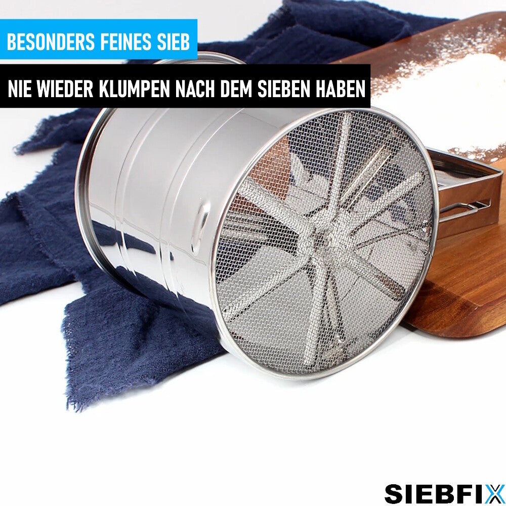 SIEBFIX Mehlsieb Edelstahl Einhandsieb Sieb Küchensieb Puderzuckersieb