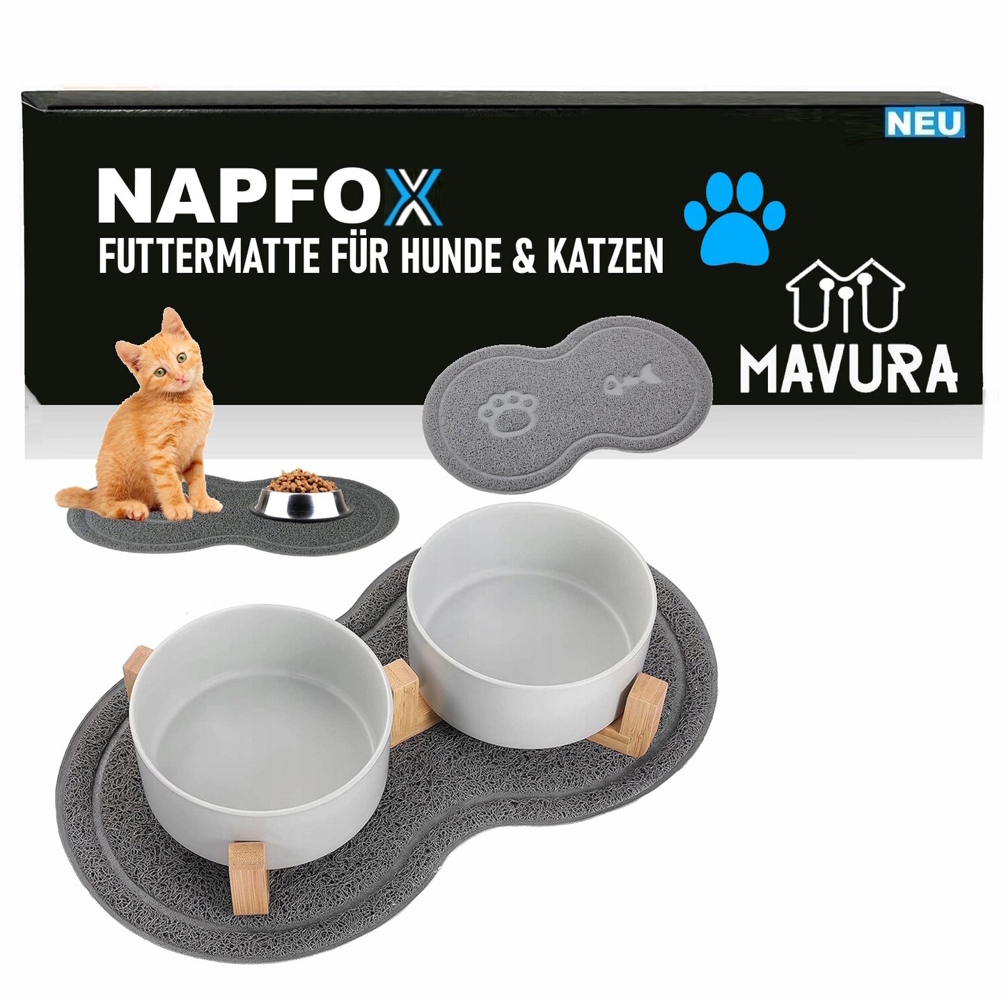NAPFOX Napfunterlage Futtermatte Matte Wasserdicht Rutschfest