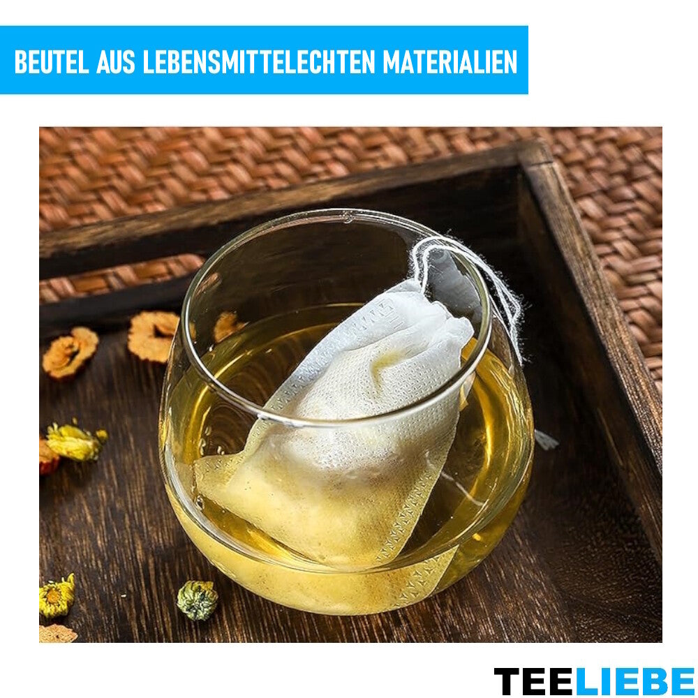 TEELIEBE 300x Teebeutel leer Tee Gewürze Kräuter Teetüten, Beutel Sieb Vlies
