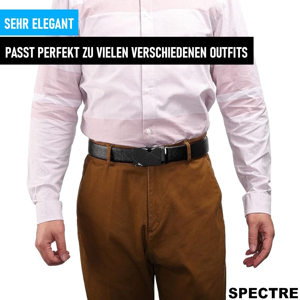 SPECTRE Gürtel Automatik Schnalle Schwarz Leder Herrengürtel Elegant Hosen Jeans
