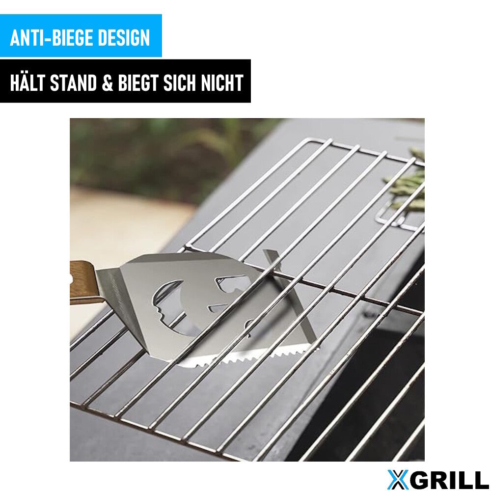 XGRILL 5 in 1 Grillspachtel für Barbecue Multifunktion Grillbesteck Holzgriff