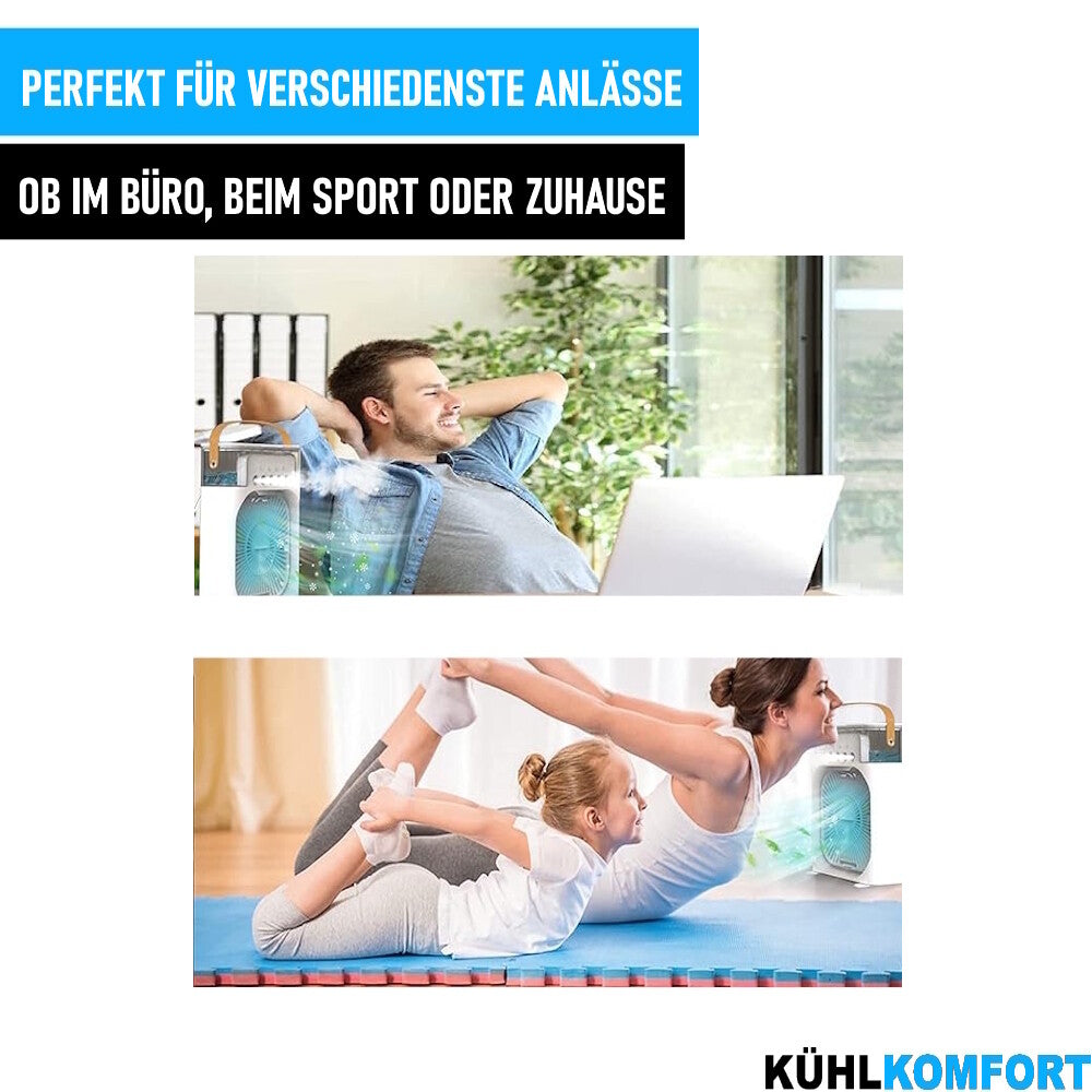 KÜHLKOMFORT Mini Luftkühler Klimageräte Klimaanlage Mobiler Ventilator 600ml