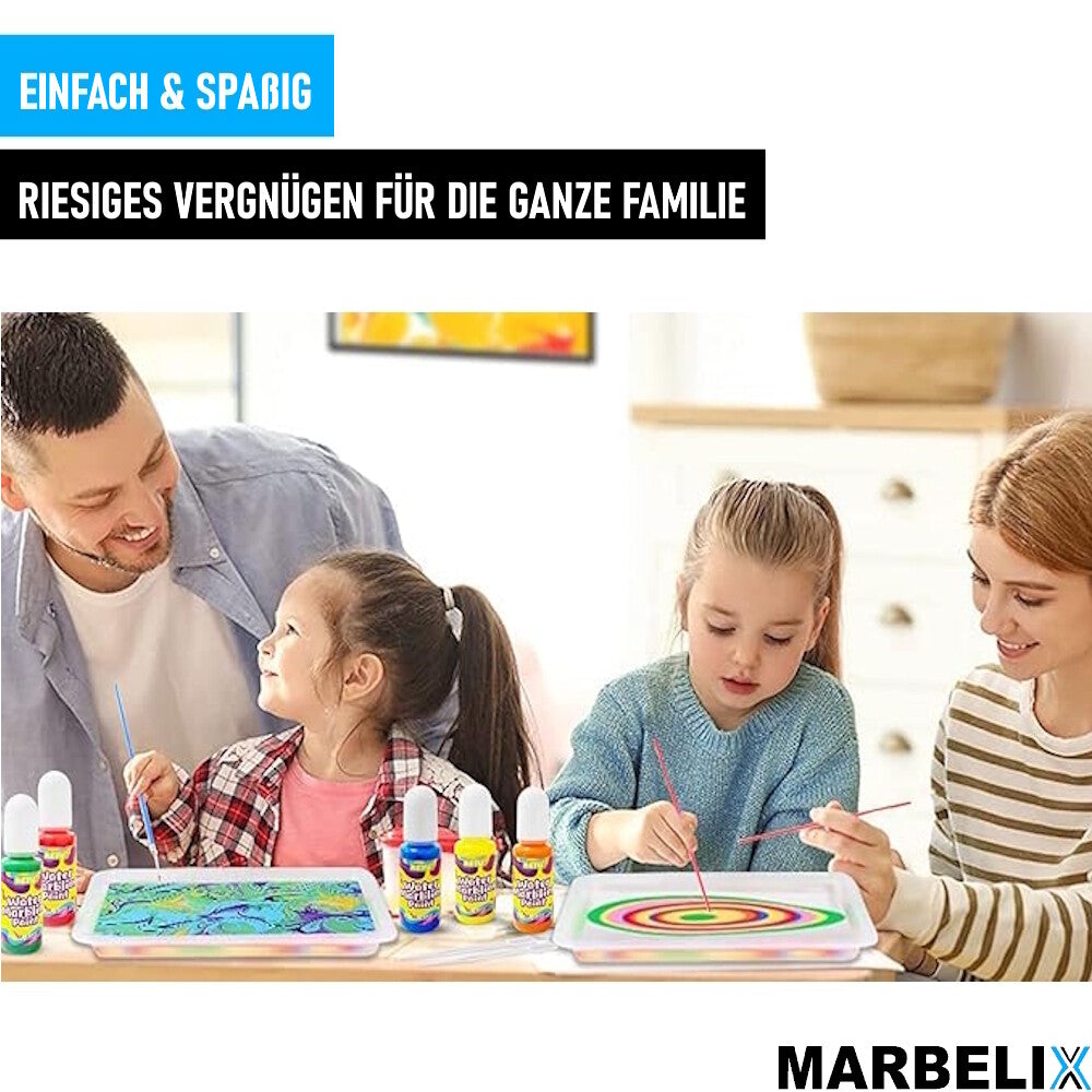 MARBELIX Kreatives Wassermarmorierung Farbe Set Geschenk Malset für Kinder