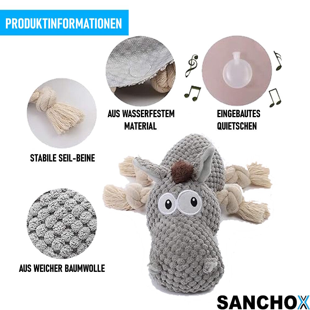 SANCHOX Plüsch-Hundespielzeug Esel Spielzeug Stofftier Kuscheltier mit Seilen