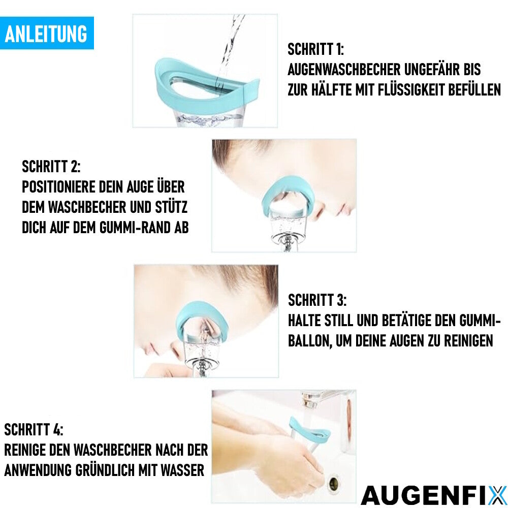 AUGENFIX Augenwaschbecher Augenreiniger Augenmuschel Silikon-Spülbecher Bad