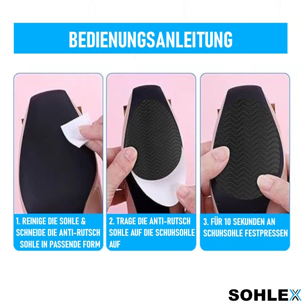 SOHLEX Schuhsohlen Reparatur Set selbstklebend rutschfest DIY Gummisohlen 2er