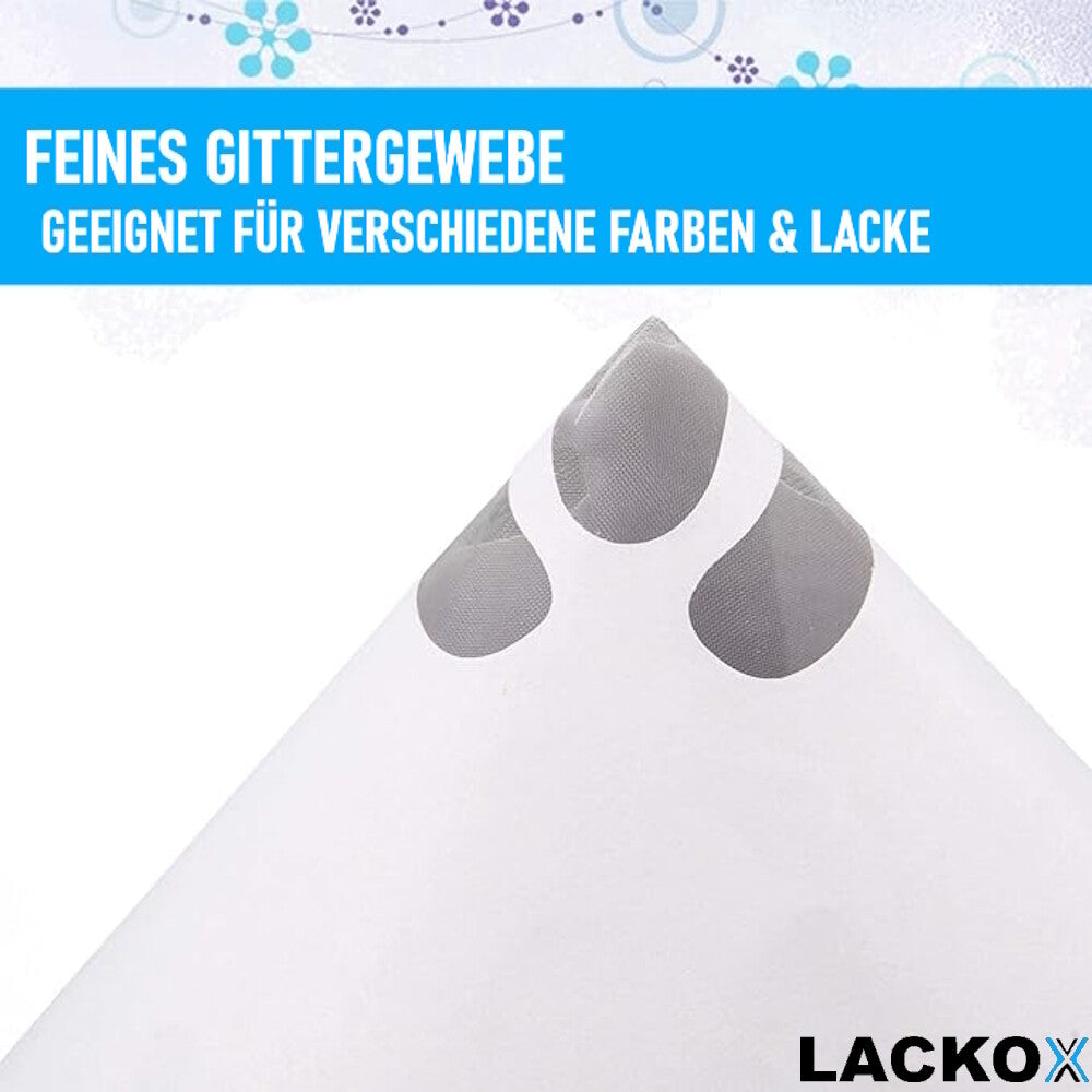 LACKOX Lacksiebe Filter Lack Farbsiebe Lackfilter Nylonsiebe für Autolack 100er