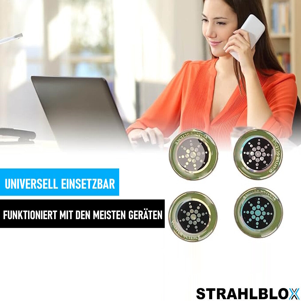 STRAHLBLOX 4 Stück Strahlenschutz Anti Radiation Sticker EMF Schutz Blocker