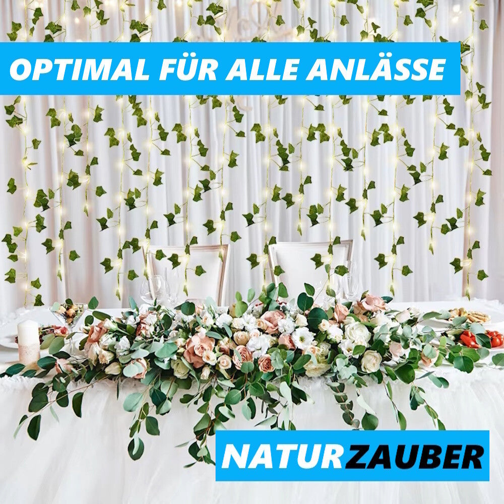 NATURZAUBER LED-Lichterkette 2m Efeu Blätter für Innen und Außen Deko