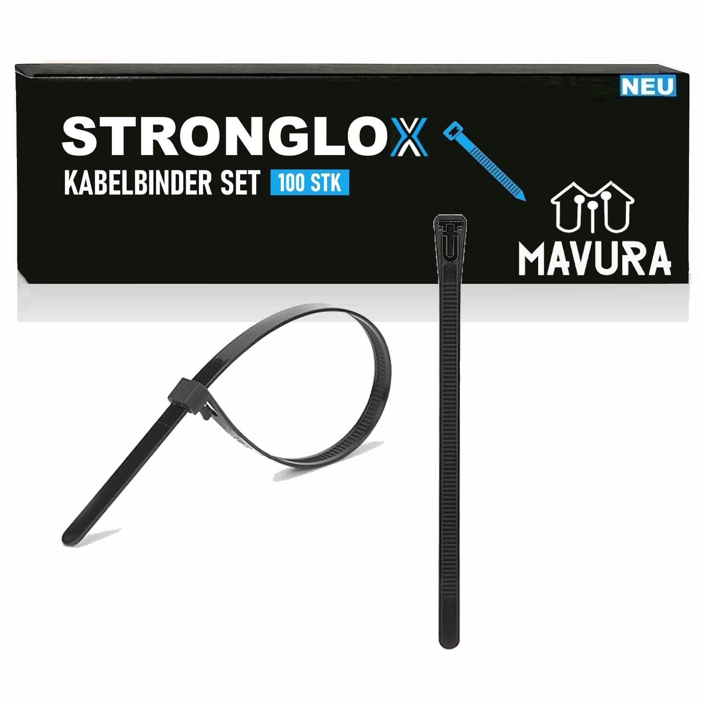 STRONGLOX 100 Stk Profi Kabelbinder Wiederverwendbar Lösbar Wiederlösbar