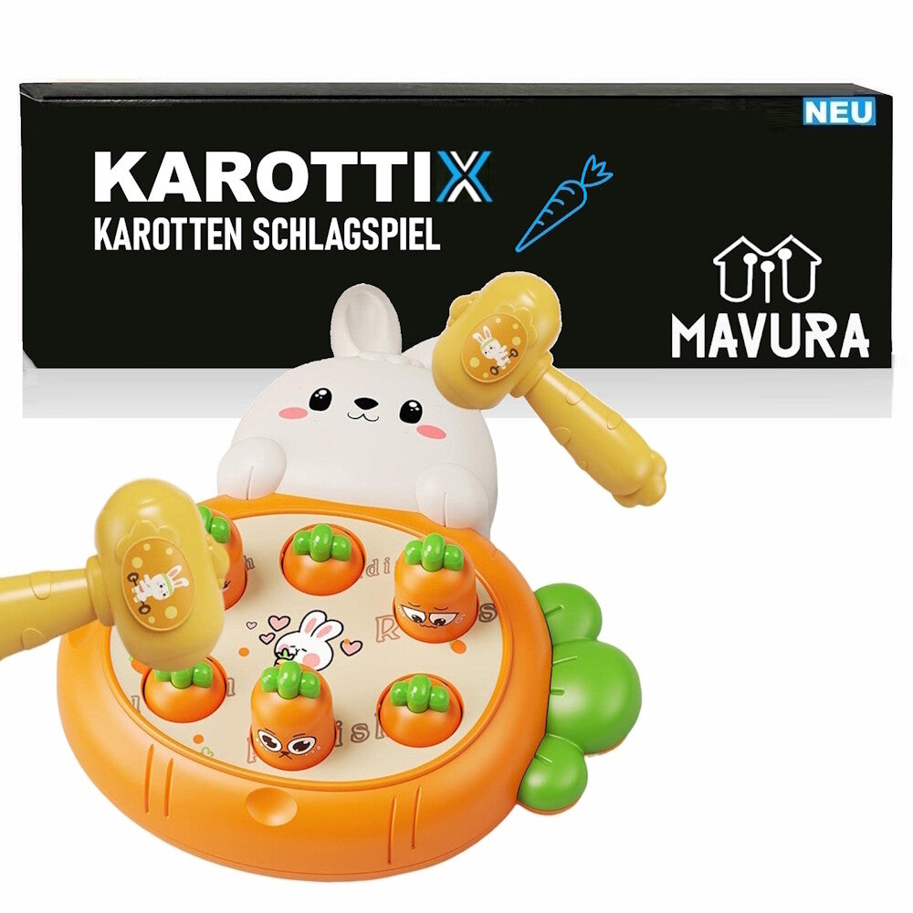 KAROTTIX Schlagspiel Hase Karotte mit Hammer Geschicklichkeit Lernspielzeug