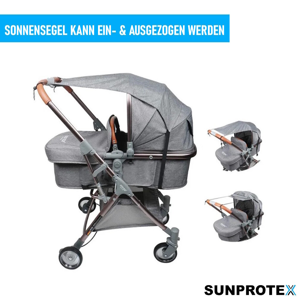 SUNPROTEX Sonnensegel Kinderwagen Buggy Sonnenschutz Sonnenverdeck Universal