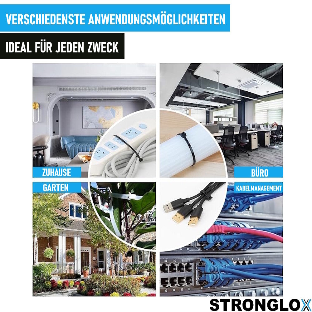 STRONGLOX 100 Stk Profi Kabelbinder Wiederverwendbar Lösbar Wiederlösbar