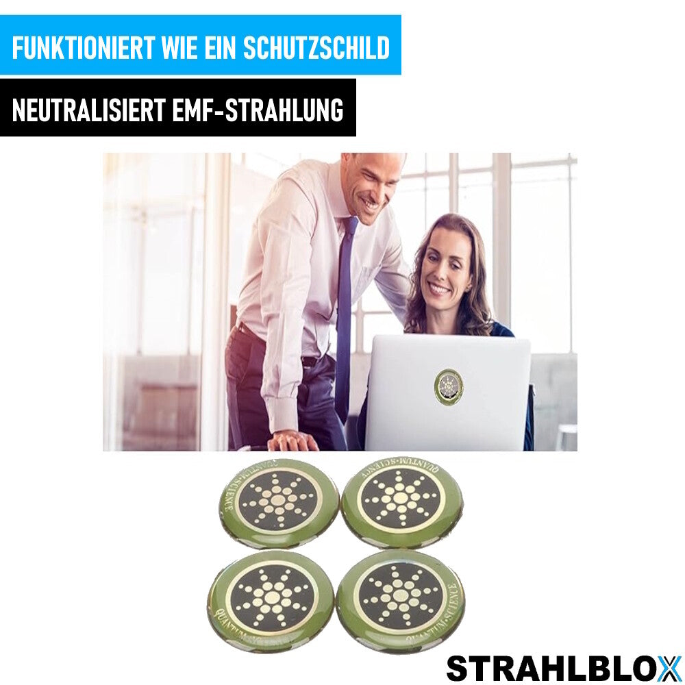 STRAHLBLOX 4 Stück Strahlenschutz Anti Radiation Sticker EMF Schutz Blocker