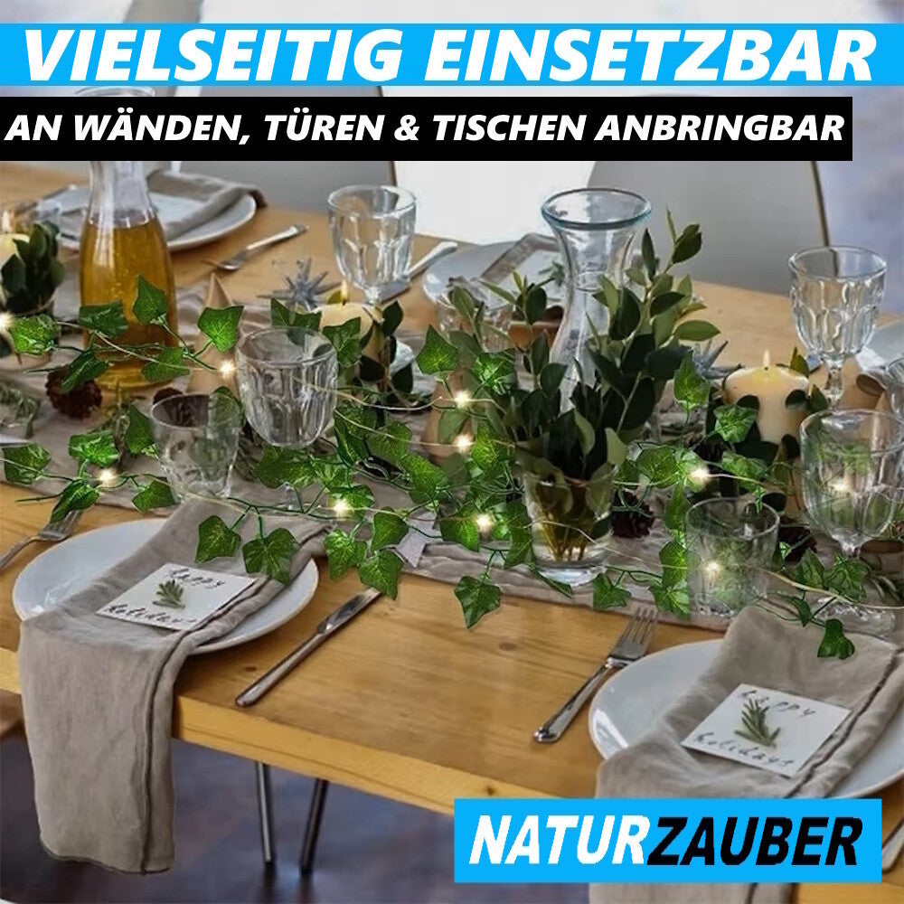 NATURZAUBER LED-Lichterkette 2m Efeu Blätter für Innen und Außen Deko