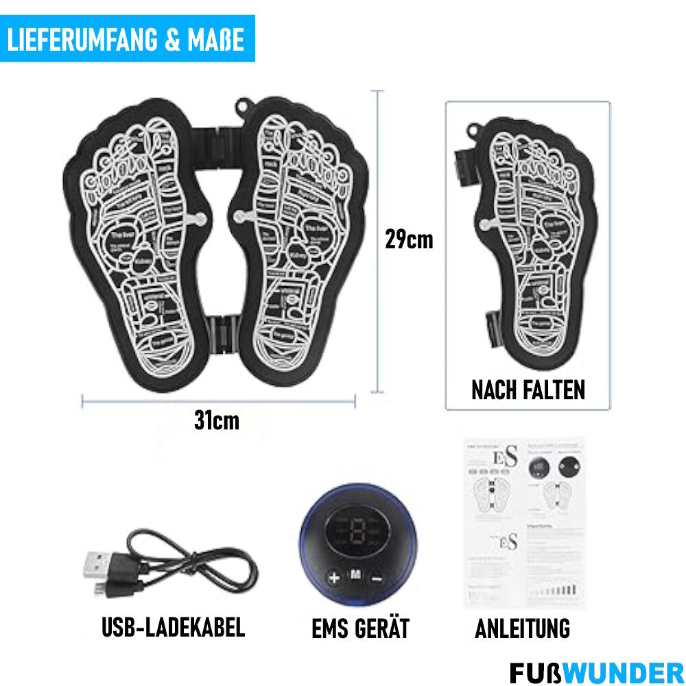 FUßWUNDER Elektrisches EMS Fußmassagegerät Füße Muskelstimulator Fußmassage