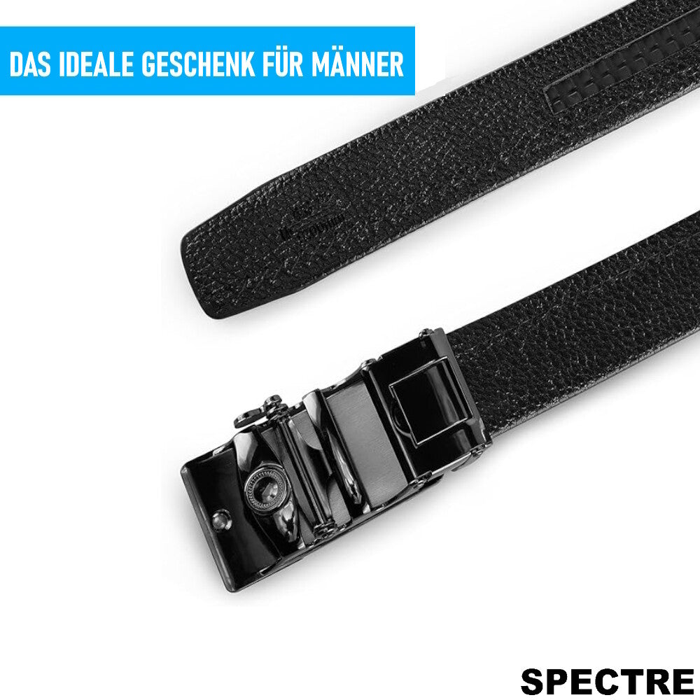 SPECTRE Gürtel Automatik Schnalle Schwarz Leder Herrengürtel Elegant Hosen Jeans