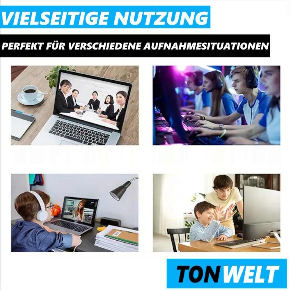 TONWELT USB Mikrofon Gaming Podcast Streaming PC Set mit Ständer & Popschutz