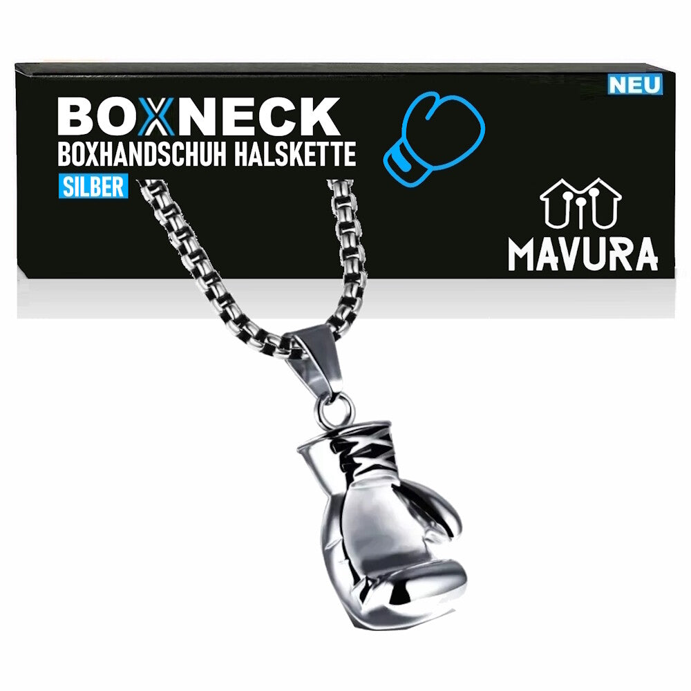 BOXNECK Boxhandschuh Halskette Edelstahl Boxen Punk Rock Kette in Silber / Gold