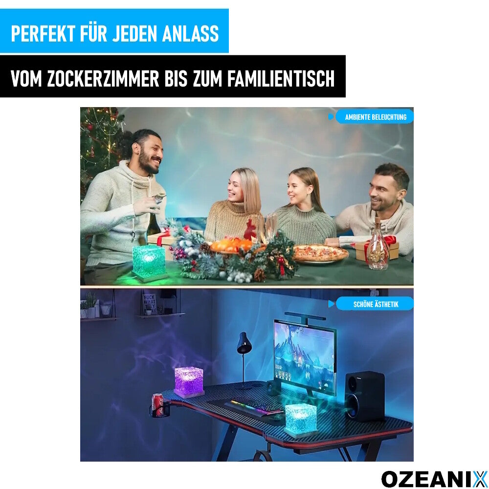OZEANIX RGB LED Würfel Nordlichter Ozean Lampe Wellenlampe USB Tischleuchte