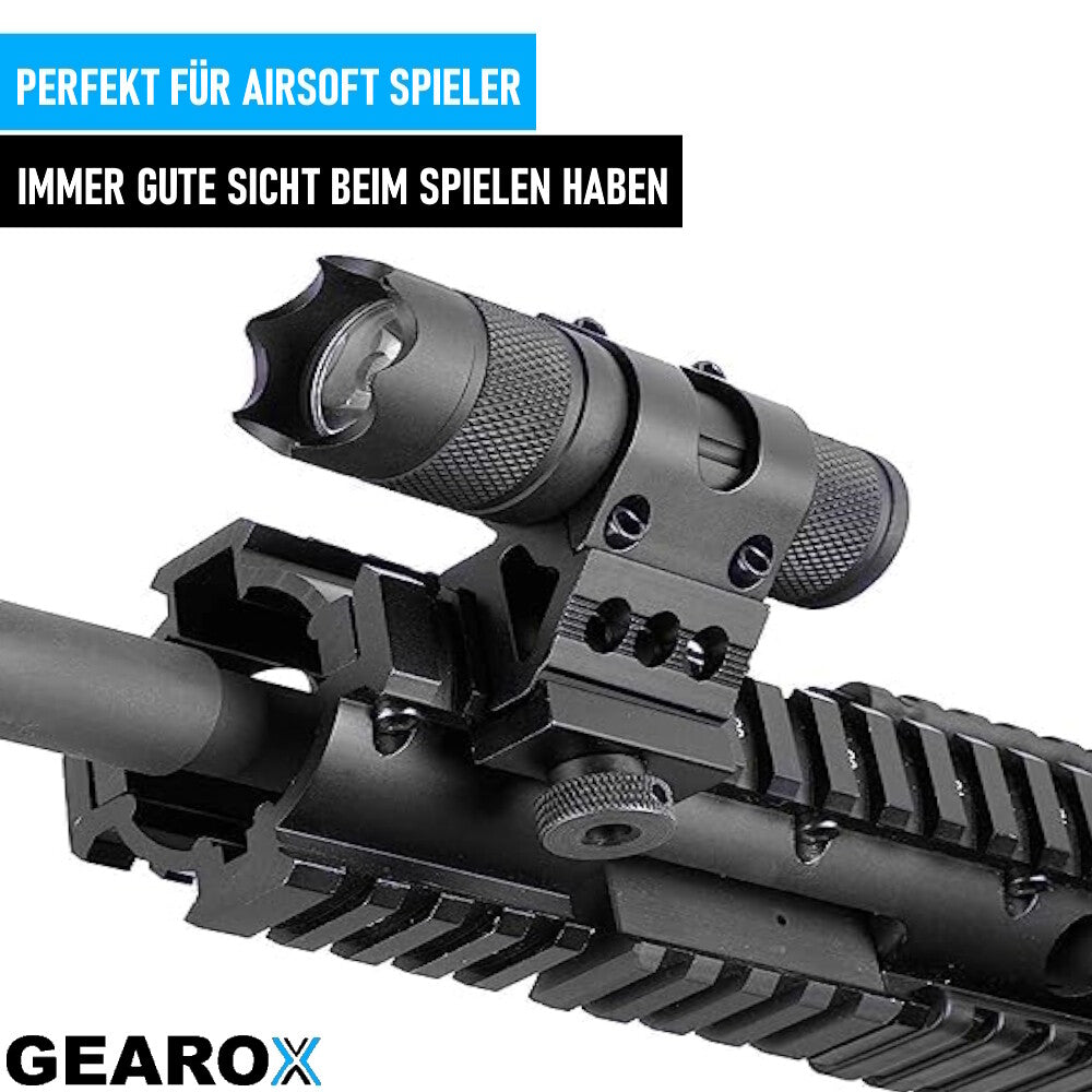 GEAROX Universelle LED Taschenlampenhalterung für Airsoft Waffen Universalhalter