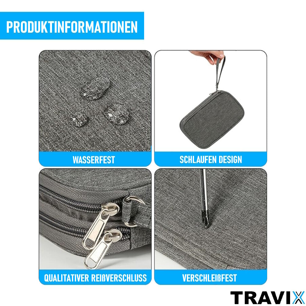 TRAVIX Kabel Organizer Tasche Aufbewahrungstasche Kabeltasche Reise Zubehör