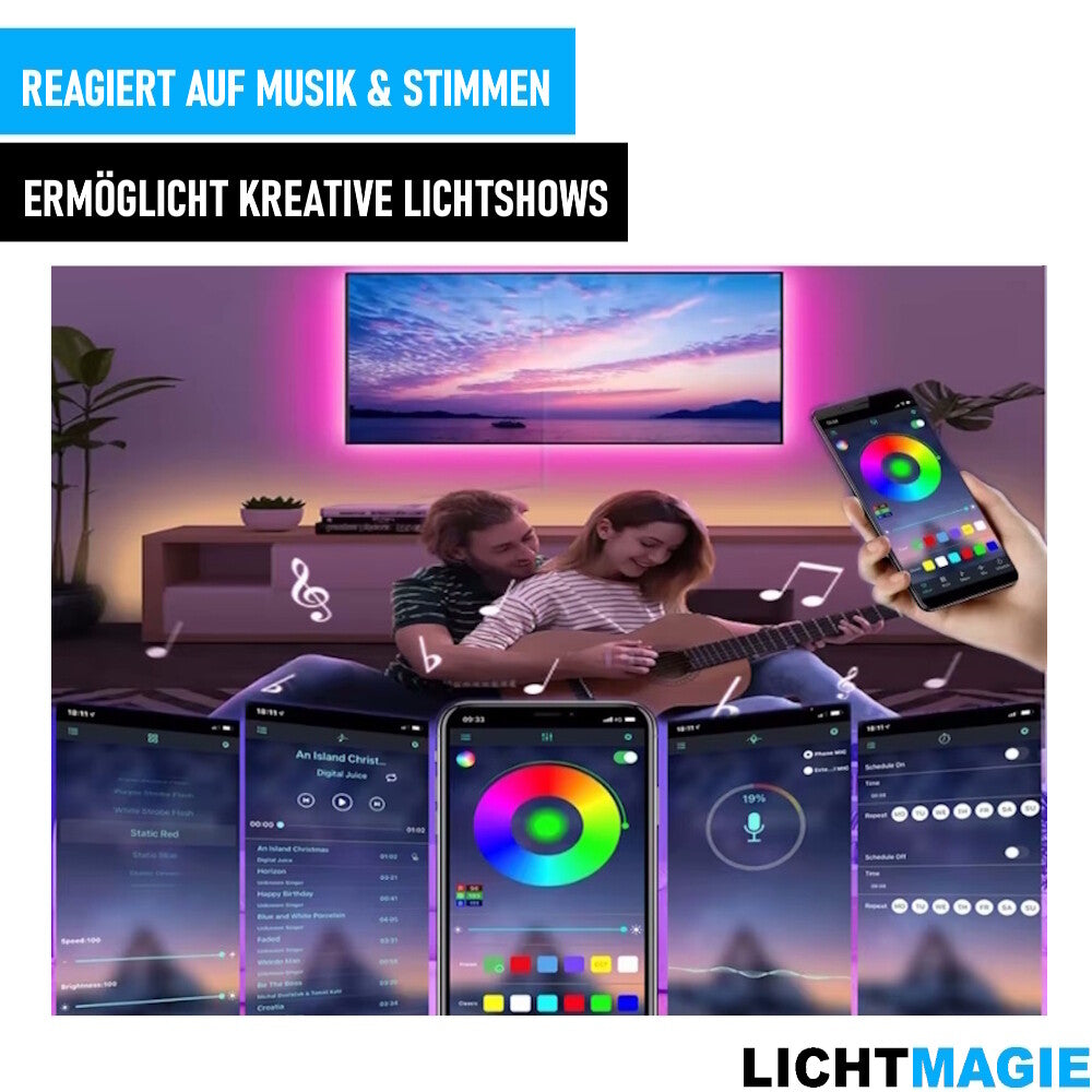 LICHTMAGIE 10m LED Stripe RGB Leiste Streifen Band Licht Leuchte Lichterkette