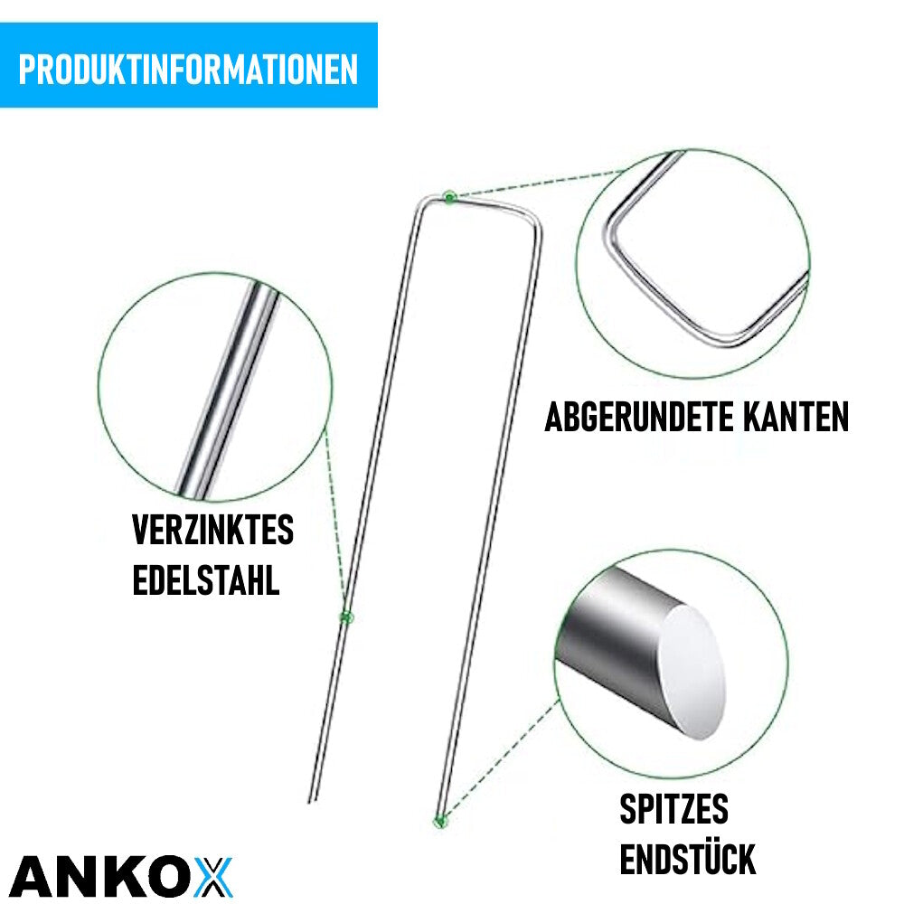 ANKOX 25 Stk Zelthering Befestigungsanker Erdanker Verzinkt Rostfrei