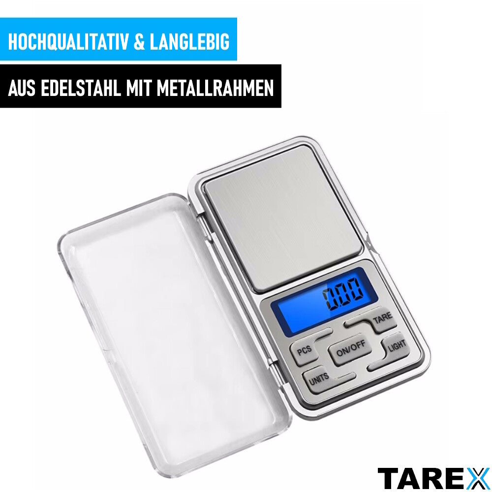 TAREX Feinwaage Extrem Präzise Taschenwaage Goldwaage Juwelierwaage Digitalwaage