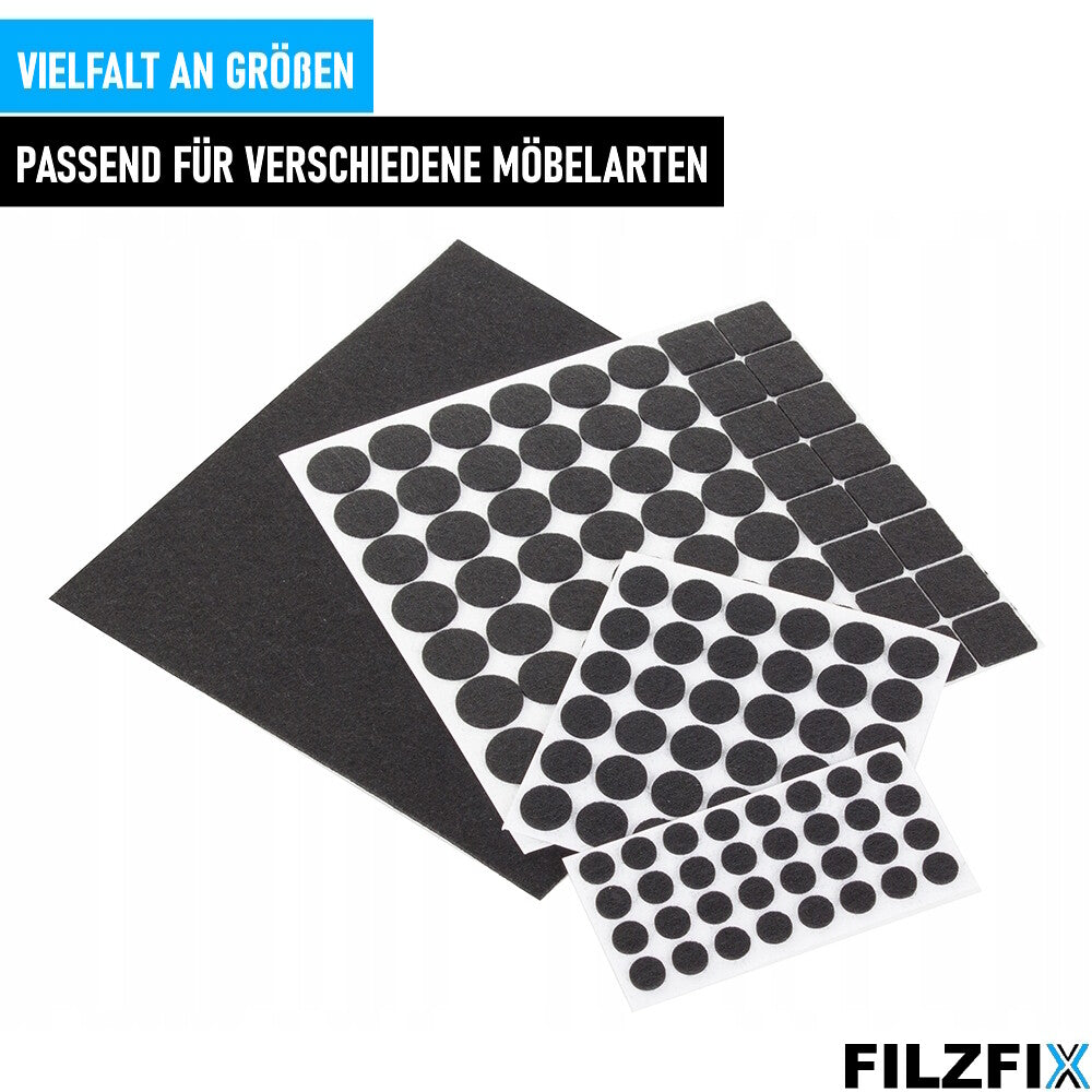 FILZFIX Filzgleiter schwarz 133 Stk Möbelgleiter Stuhlgleiter selbstklebend