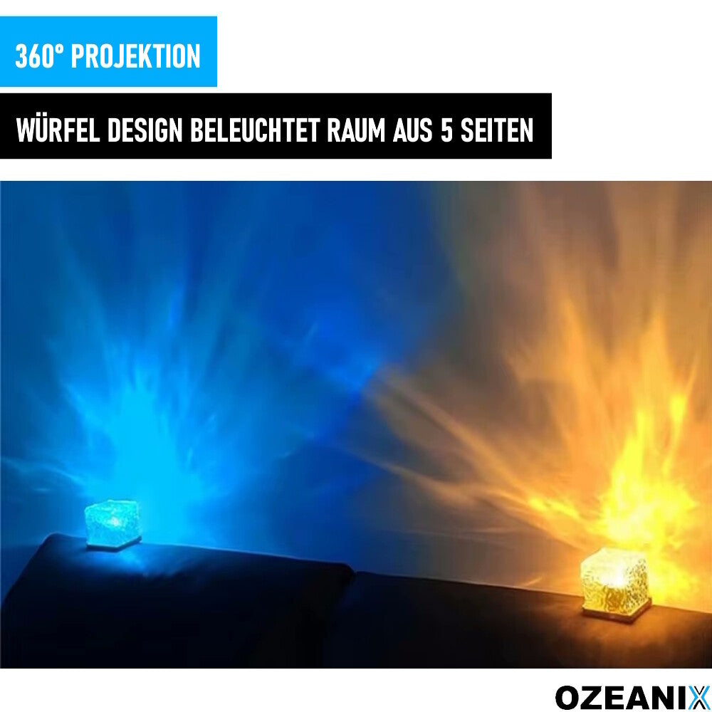 OZEANIX RGB LED Würfel Nordlichter Ozean Lampe Wellenlampe USB Tischleuchte