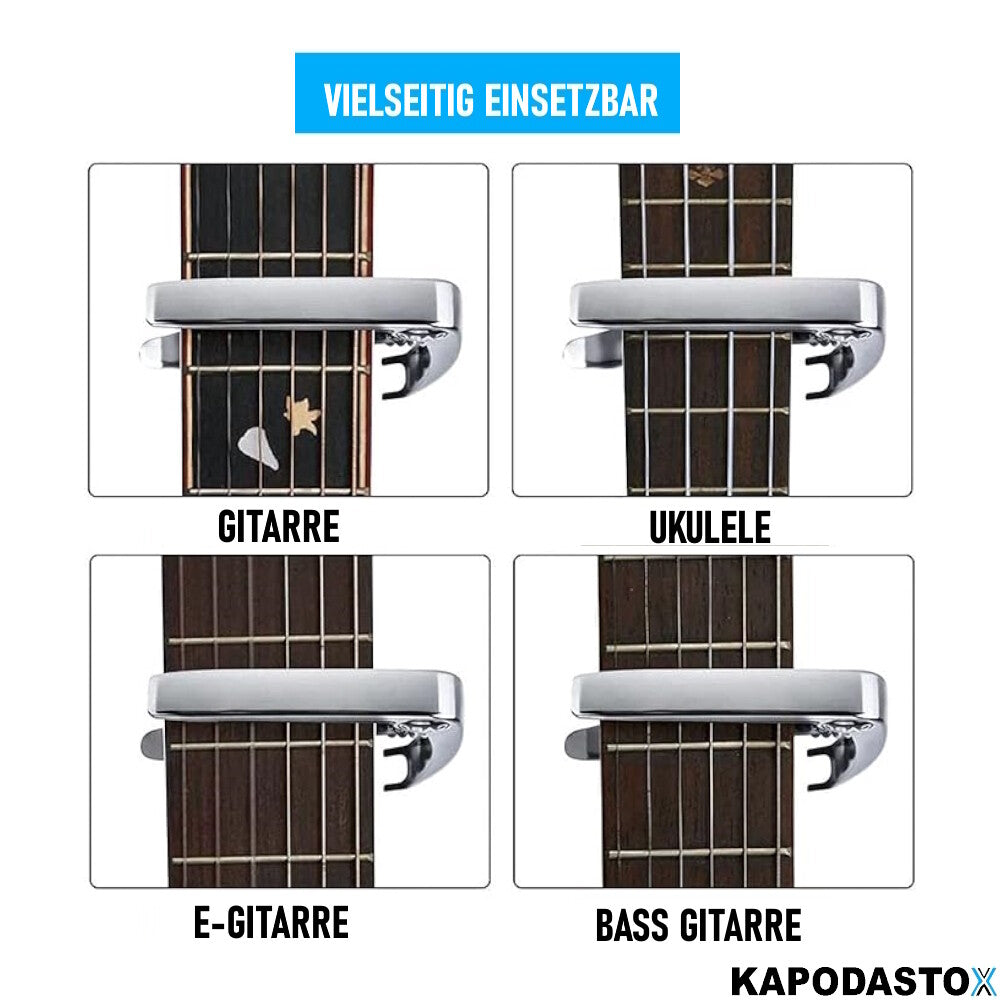 KAPODASTOX Kapodaster & Plektrum Set Universal Akustik Gitarre E-Gitarre Ukulele