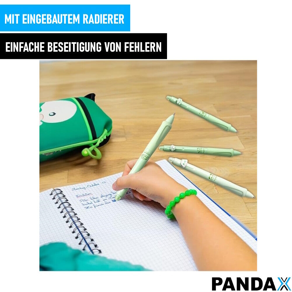 PANDAX 4 Stück Radierbare Kugelschreiber in süßer Panda Optik Schreibwaren