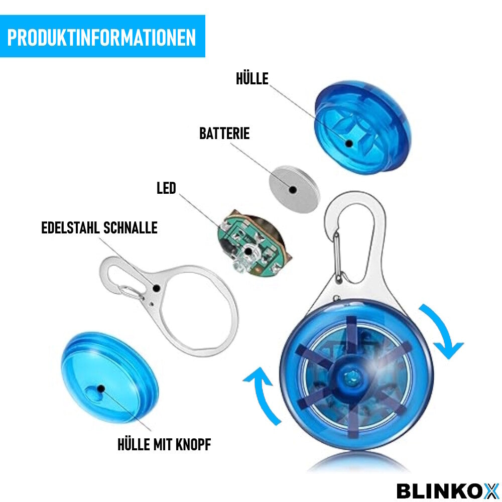 BLINKOX LED-Hundeanhänger Abnehmbare LED-Hundehalsbandleuchte Tragbar Blau