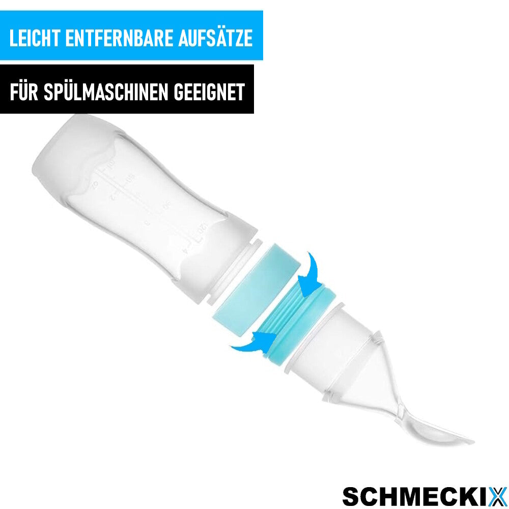 SCHMECKIX Silikon Fütterung Flaschen Mit Löffel Milch Sicher Baby-Geschirr 2er