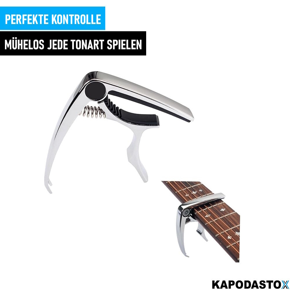KAPODASTOX Kapodaster & Plektrum Set Universal Akustik Gitarre E-Gitarre Ukulele