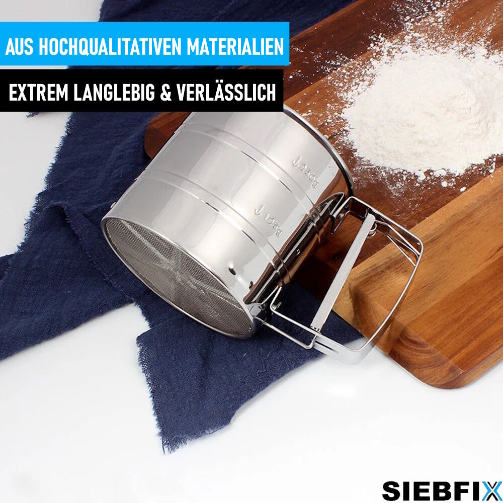 SIEBFIX Mehlsieb Edelstahl Einhandsieb Sieb Küchensieb Puderzuckersieb