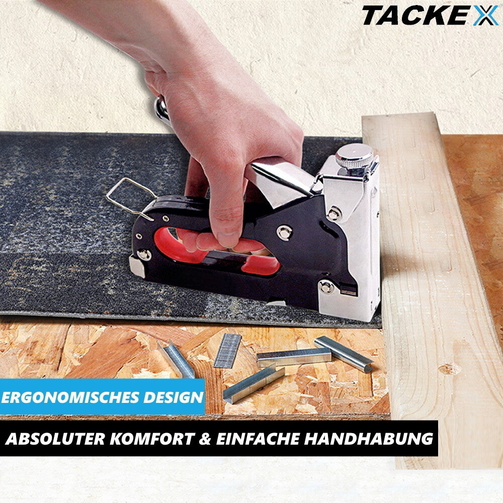 TACKEX Handtacker Set Profi Handtackerpistole stark Holz Möbel mit 200 Klammern