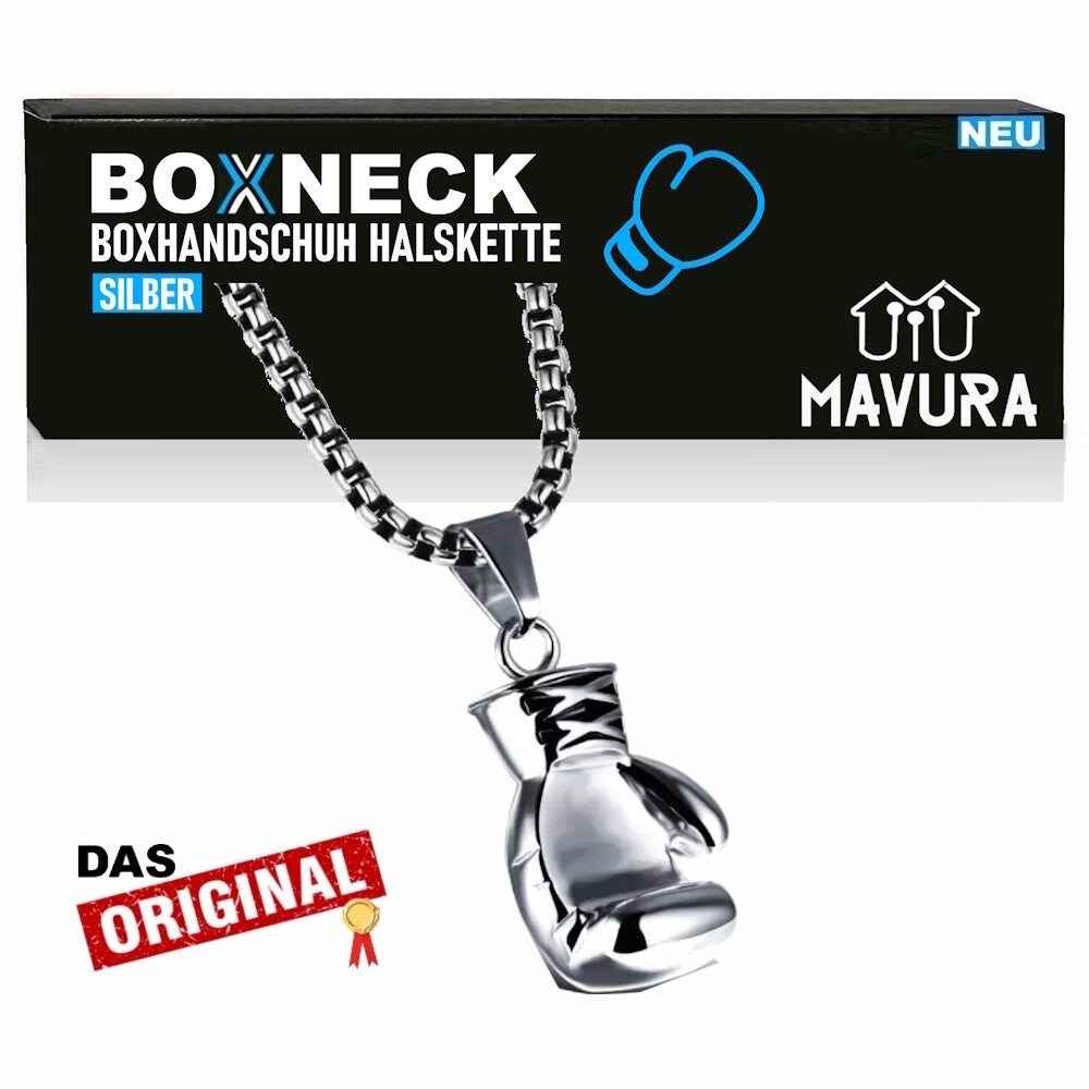 BOXNECK Boxhandschuh Halskette Edelstahl Boxen Punk Rock Kette in Silber / Gold